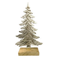DEKOBAUM  - Silberfarben/Braun, LIFESTYLE, Holz/Metall (12/22,5/5cm) - X-Mas
