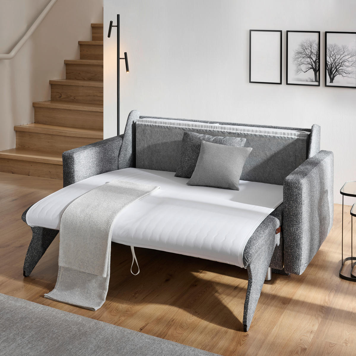 SCHLAFSOFA  in Mikrofaser Grau  - Alufarben/Grau, KONVENTIONELL, Kunststoff/Textil (176/88/91cm) - Sedda