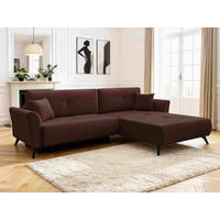 ECKSOFA GEMMA Bordeaux Flachgewebe Zierkissen, Rückenkissen, Bettkasten, Schlaffunktion, Rücken echt, Stauraum  - Bordeaux/Schwarz, Design, Textil/Metall (270/183cm) - P & B