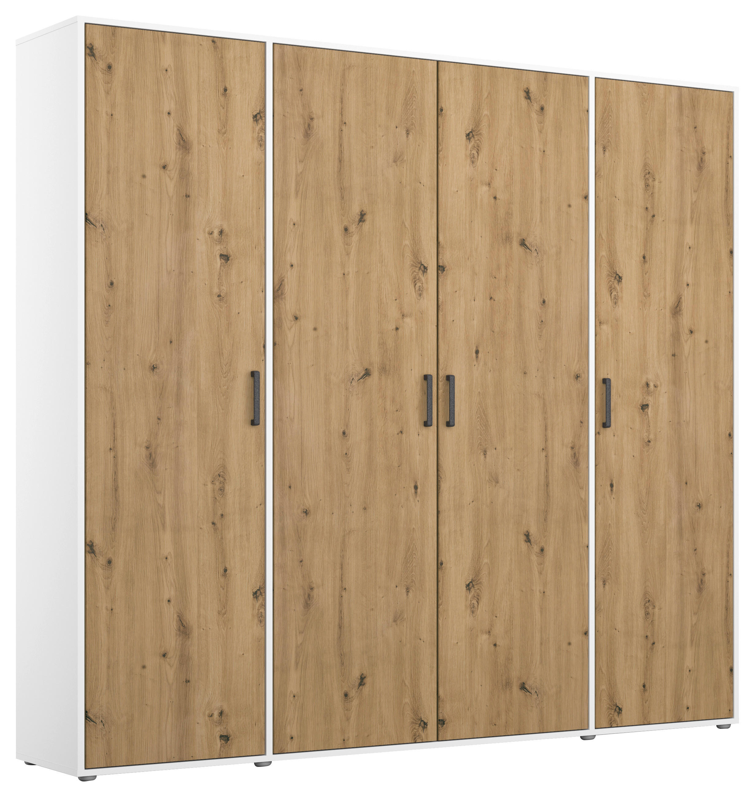 DREHTÜRENSCHRANK in Weiss, Eiche Artisan  - Weiss/Eiche Artisan, Modern, Holzwerkstoff/Kunststoff (187/194/53cm) - Rauch Möbel