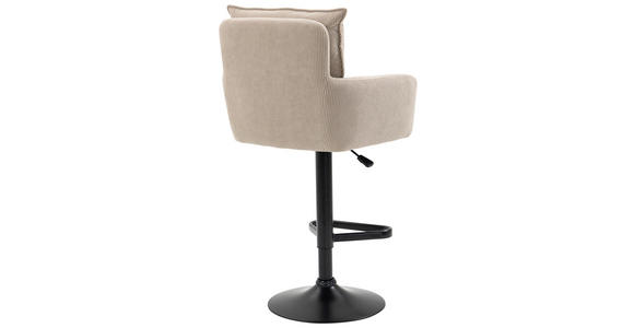 BARHOCKER Cord Creme, Schwarz, Beige Eisen Stoffauswahl, Sitzfläche 360° drehbar, inklusive Armlehnen - Beige/Creme, Design, Textil/Metall (54/98-120/58cm) - Novel