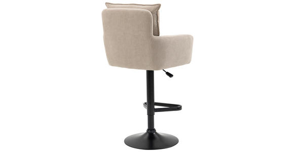 BARHOCKER Cord Beige, Schwarz, Creme Eisen inklusive Armlehnen, Sitzfläche 360° drehbar, Stoffauswahl  - Beige/Creme, Design, Textil/Metall (54/98-120/58cm) - Novel