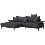 ECKSOFA in Flachgewebe Anthrazit  - Anthrazit/Schwarz, MODERN, Textil/Metall (173/297cm) - Carryhome