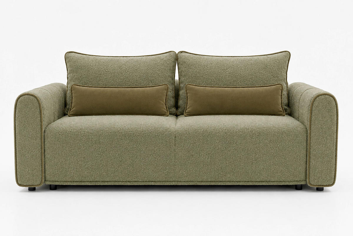SCHLAFSOFA KIARA Bouclé Grün  inkl.  - Schwarz/Grün, Design, Kunststoff/Textil (235/100/100cm) - MID.YOU