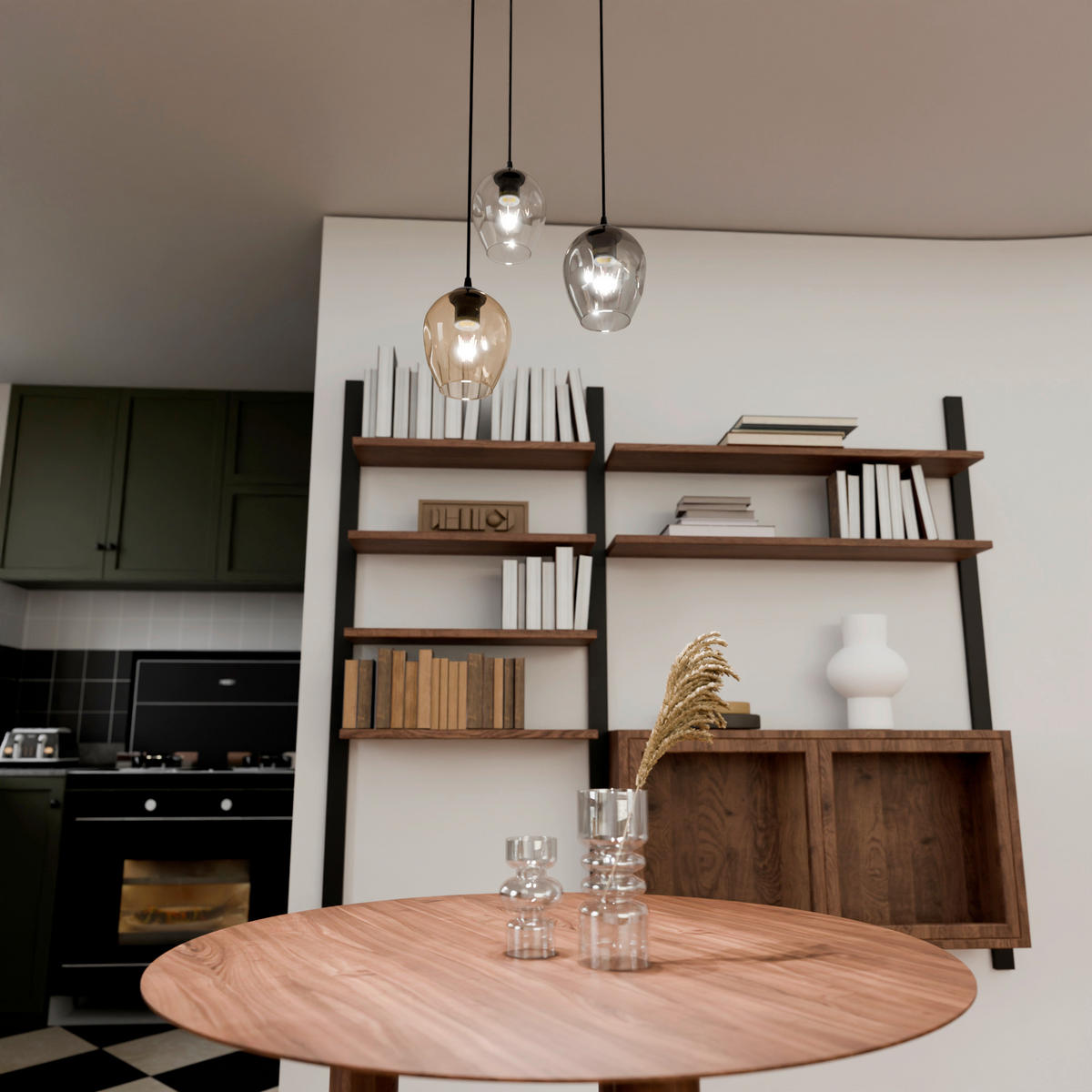 HÄNGELEUCHTE  40/40/100 cm    - Schwarz, KONVENTIONELL, Glas/Metall (40/40/100cm)