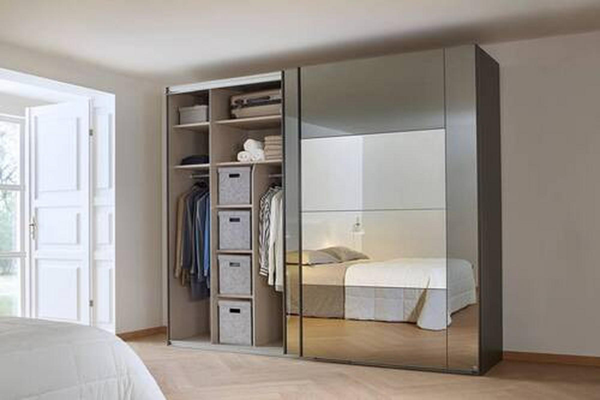 SCHWEBETÜRENSCHRANK in Graphitfarben  - Graphitfarben, Design, Glas/Holzwerkstoff (271/223/68cm) - Xora