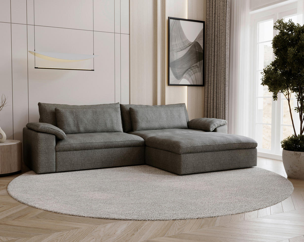 ECKSOFA  in Webstoff Graubraun  306/198 cm  - Graubraun/Schwarz, MODERN, Kunststoff/Textil (306/198cm) - Carryhome