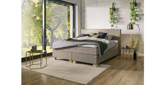 Boxspringbett mit Topper 180x200cm Hampton H2/H3 - Eichefarben/Beige, KONVENTIONELL, Textil (180/200cm) - Luca Bessoni