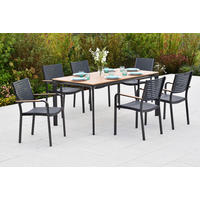 GARTENTISCHGRUPPE  - Graphitfarben/Naturfarben, KONVENTIONELL, Kunststoff/Metall - Gardenson