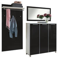 GARDEROBE 3-teilig  in 215/195/37 cm  - Anthrazit/Weiß, Design, Glas/Holzwerkstoff (215/195/37cm)