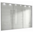 SCHWEBETÜRENSCHRANK 336/222/68 cm 3-türig Silberfarben, Weiß  - Chromfarben/Silberfarben, Design, Glas/Holzwerkstoff (336/222/68cm) - Moderano