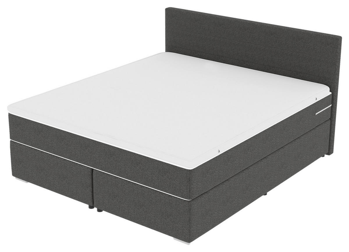 BOXSPRINGBETT 180/200 cm  in Anthrazit  - Chromfarben/Anthrazit, KONVENTIONELL, Kunststoff/Textil (180/200cm) - Boxxx