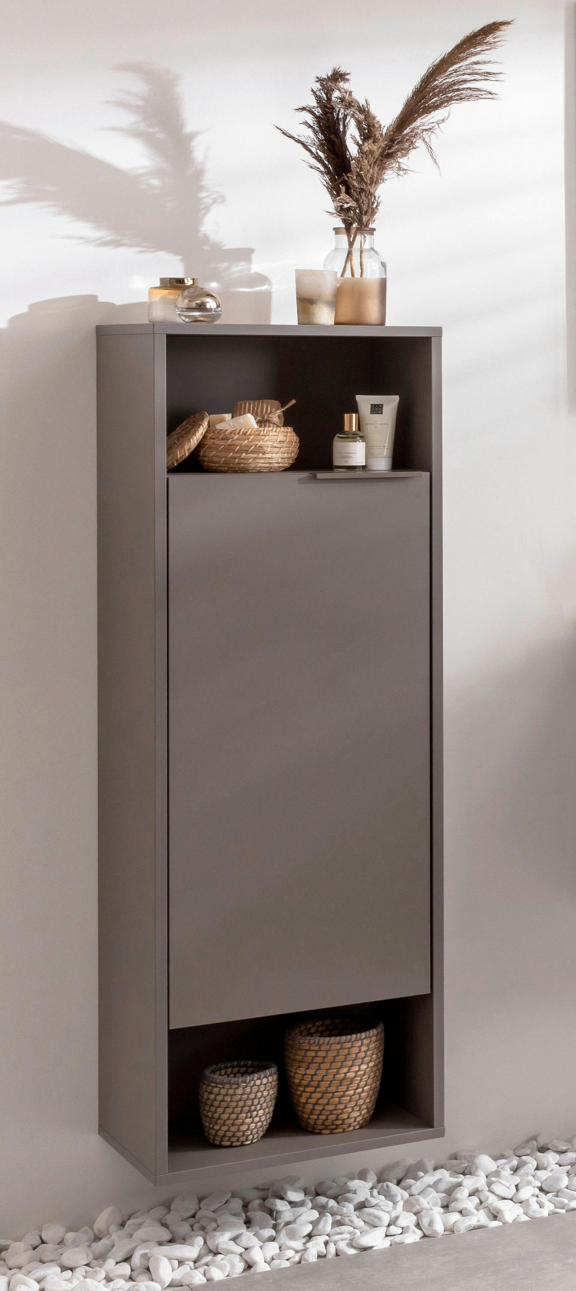 MIDISCHRANK 40,2/125,7/32 cm  - Grau, Basics, Glas/Holzwerkstoff (40,2/125,7/32cm) - MID.YOU