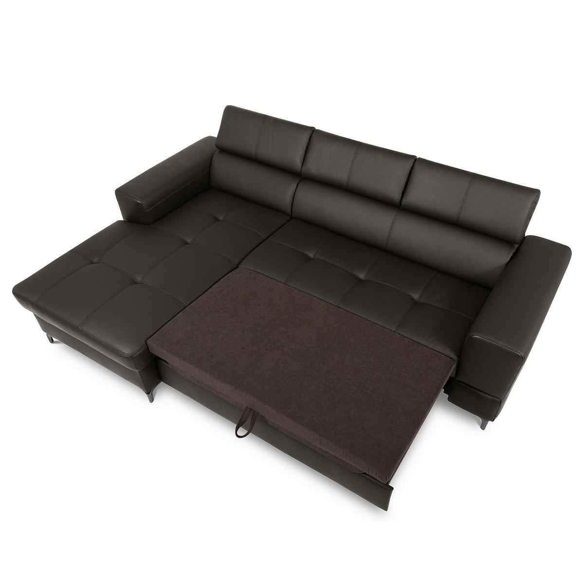 ECKSOFA  in Lederlook Echtleder Dunkelbraun  - Dunkelbraun/Schwarz, Design, Leder/Textil (173/247cm) - Livetastic