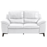 2,5-SITZER Kombination Echtleder/Lederlook Weiß  - Wengefarben/Weiß, Design, Leder/Holz (211/97/95cm) - Livetastic