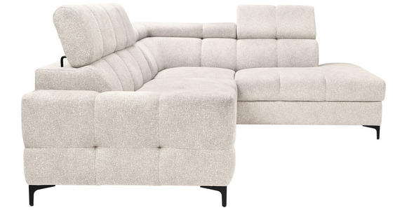 ECKSOFA in Struktur Creme  - Creme/Schwarz, MODERN, Textil/Metall (254/212cm) - Carryhome