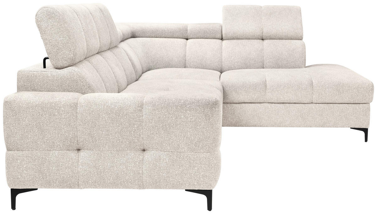 ECKSOFA in Struktur Creme  - Creme/Schwarz, Modern, Textil/Metall (254/212cm) - Carryhome