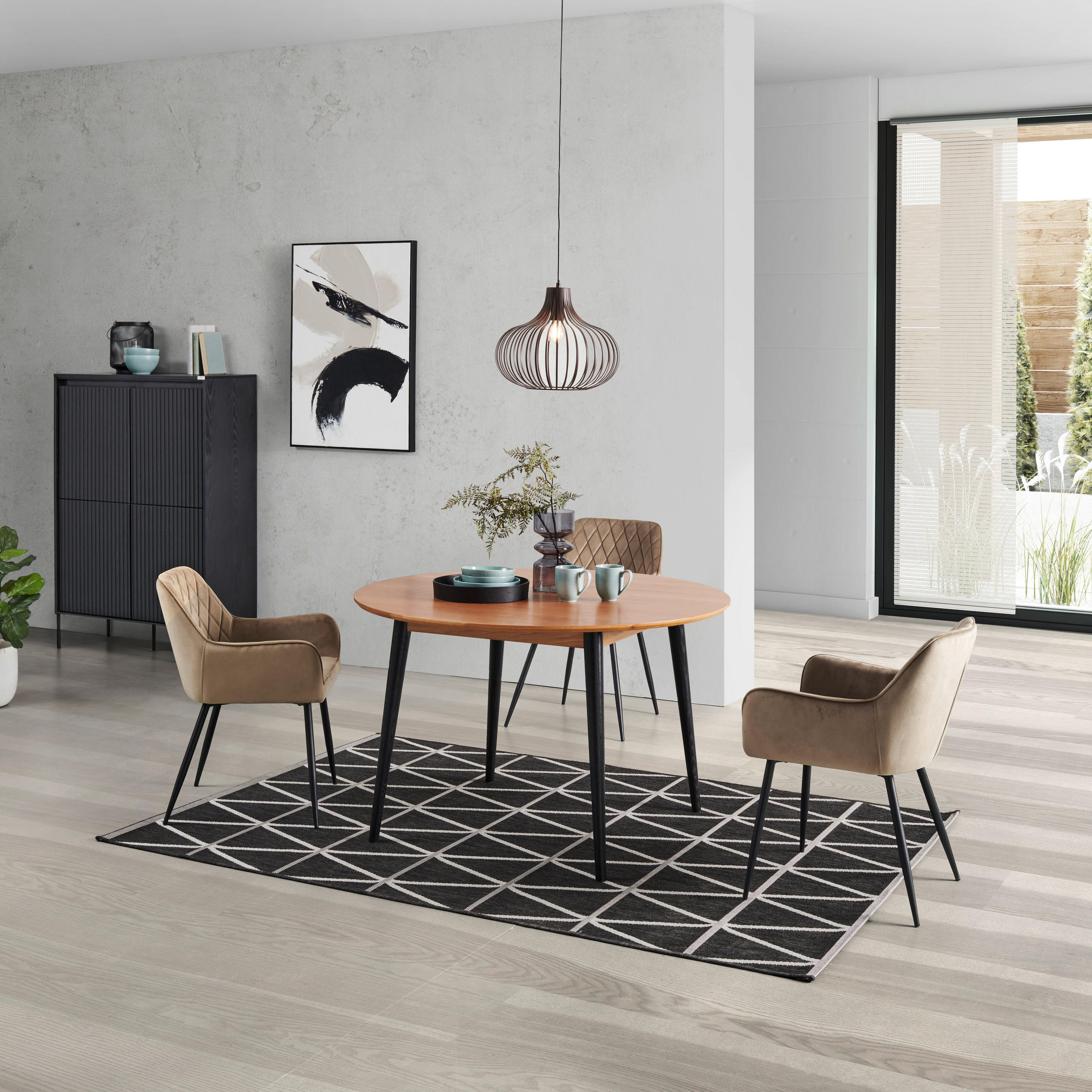 ESSTISCH in Holz 120/120/75 cm  - Schwarz/Naturfarben, MODERN, Holz (120/120/75cm) - Livetastic