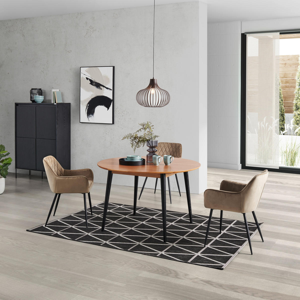 ESSTISCH in Holz 120/120/75 cm  - Schwarz/Naturfarben, MODERN, Holz (120/120/75cm) - Livetastic