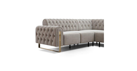 ECKSOFA  in Velours Beige  264/264 cm  - Beige/Goldfarben, KONVENTIONELL, Textil/Metall (264/264cm) - Carryhome