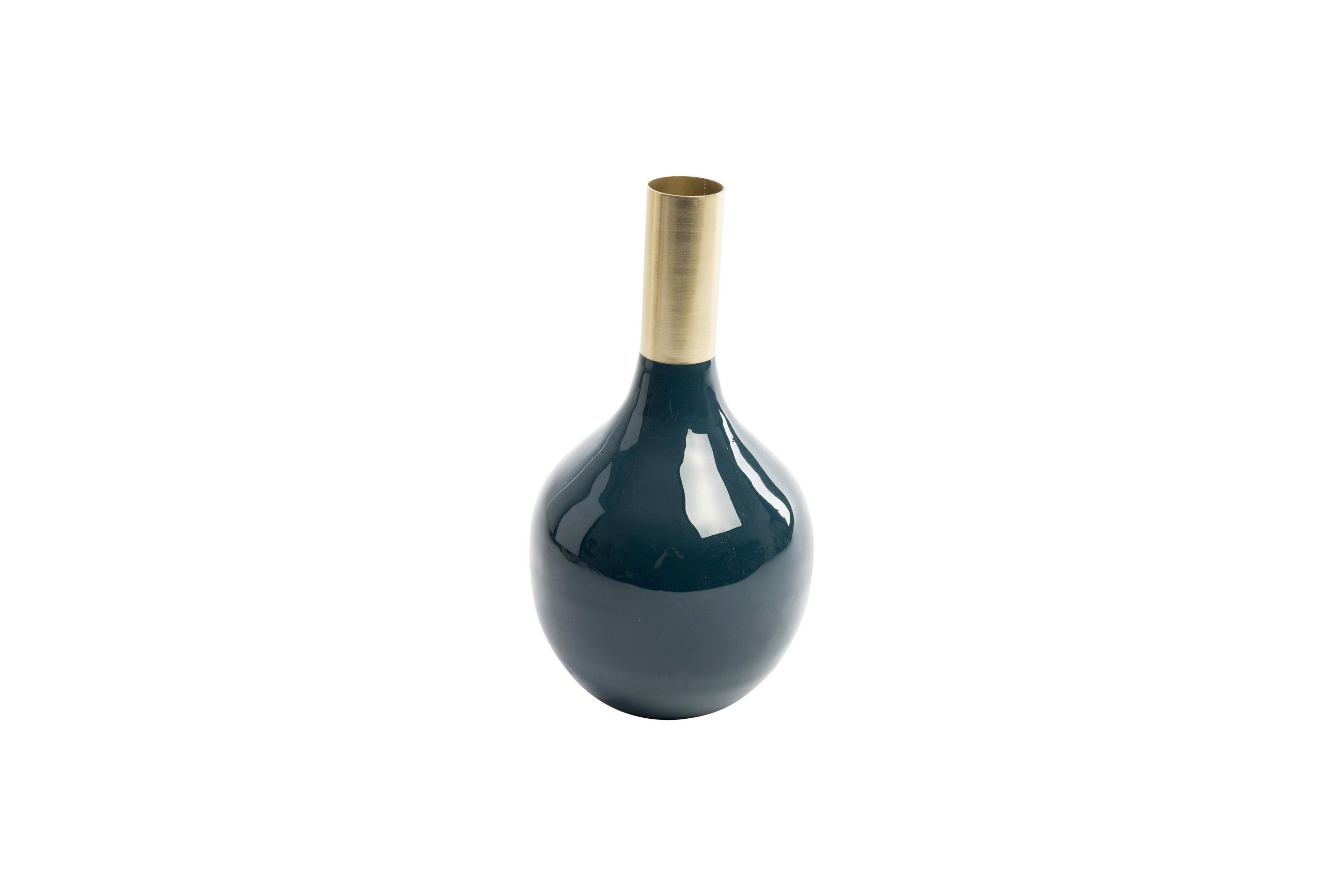 DEKOVASE  - Blau/Goldfarben, LIFESTYLE, Metall (15,5/28cm)
