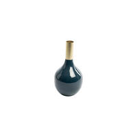 DEKOVASE  - Blau/Goldfarben, LIFESTYLE, Metall (15,5/28cm)