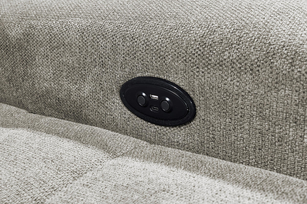 ECKSOFA in Webstoff Taupe  - Taupe/Schwarz, Konventionell, Kunststoff/Textil (200/282cm) - MID.YOU