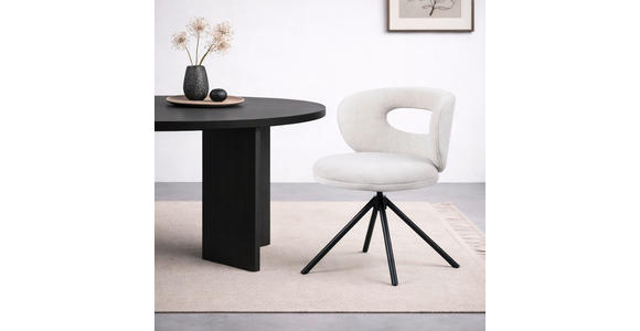 STUHL  Stoffauswahl, Sitzfläche 360° drehbar Webstoff  - Creme/Schwarz, Design, Textil/Metall (58/80/60cm) - Novel