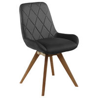 STUHL Lederlook (vegan) Dunkelgrau Eiche teilmassiv  - Dunkelgrau/Eichefarben, KONVENTIONELL, Holz/Textil (58/87/64,5cm) - Linea Natura