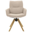 ARMLEHNSTUHL  Sitzfläche 360° drehbar, mit Griff Flachgewebe  Sandfarben  - Sandfarben/Eichefarben, Design, Holz/Textil (62/90/68cm) - Valnatura
