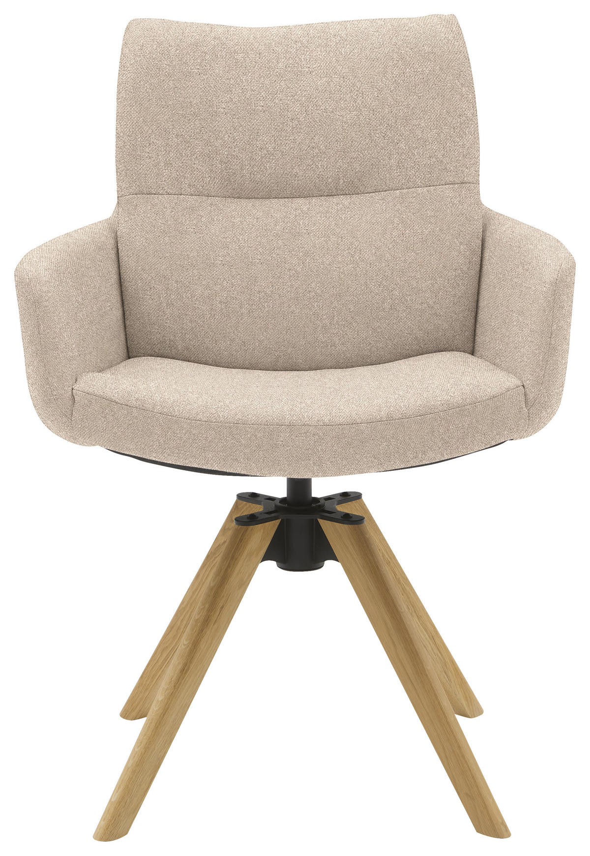ARMLEHNSTUHL  Sitzfläche 360° drehbar, mit Griff Flachgewebe  Sandfarben  - Sandfarben/Eichefarben, Design, Holz/Textil (62/90/68cm) - Valnatura