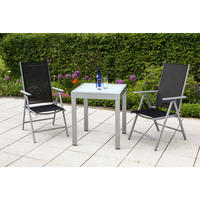 GARTENSET 3-teilig Aluminium 3-teilig  - Silberfarben/Schwarz, MODERN, Textil/Metall - Gardenson