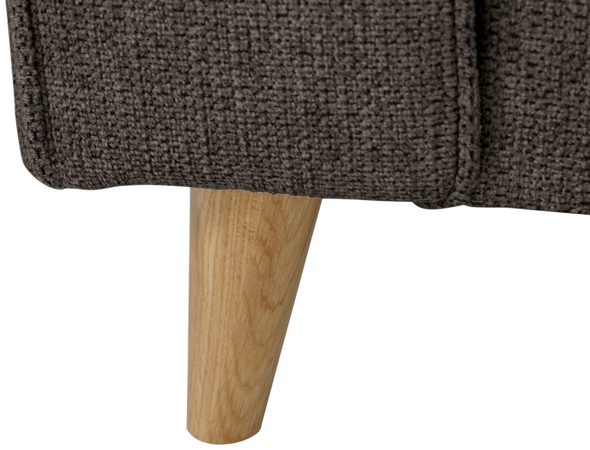 ECKSOFA in Flachgewebe Graubraun  - Eichefarben/Graubraun, Konventionell, Holz/Textil (265/159cm) - Carryhome