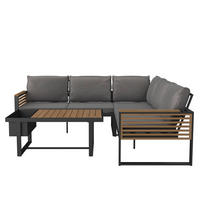 LOUNGE GARNITÚRA  235/235 cm   - natúr/fekete, Modern, textil/fa (235/235cm) - Ambia Garden