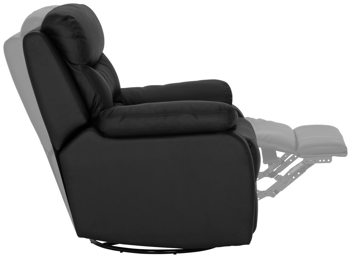 RELAXSESSEL Lederlook    - Schwarz, KONVENTIONELL, Textil/Metall (90/102/76/101/163cm) - Livetastic