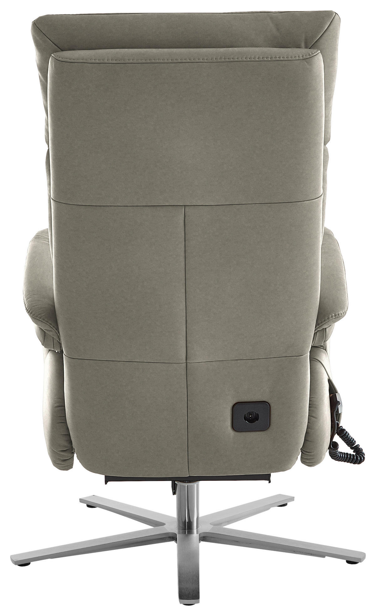RELAXSESSEL in Leder Hellgrau  - Edelstahlfarben/Hellgrau, Design, Leder/Metall (70/124/85cm) - Cantus