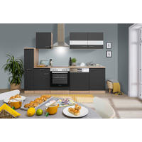 KÜCHENBLOCK 250 cm   in Grau  - Edelstahlfarben/Eichefarben, Basics, Holzwerkstoff/Metall (250cm) - Respekta