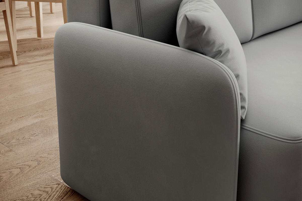 ECKSOFA in Plüsch Hellgrau   - Hellgrau/Schwarz, Design, Kunststoff/Textil (206cm) - MID.YOU