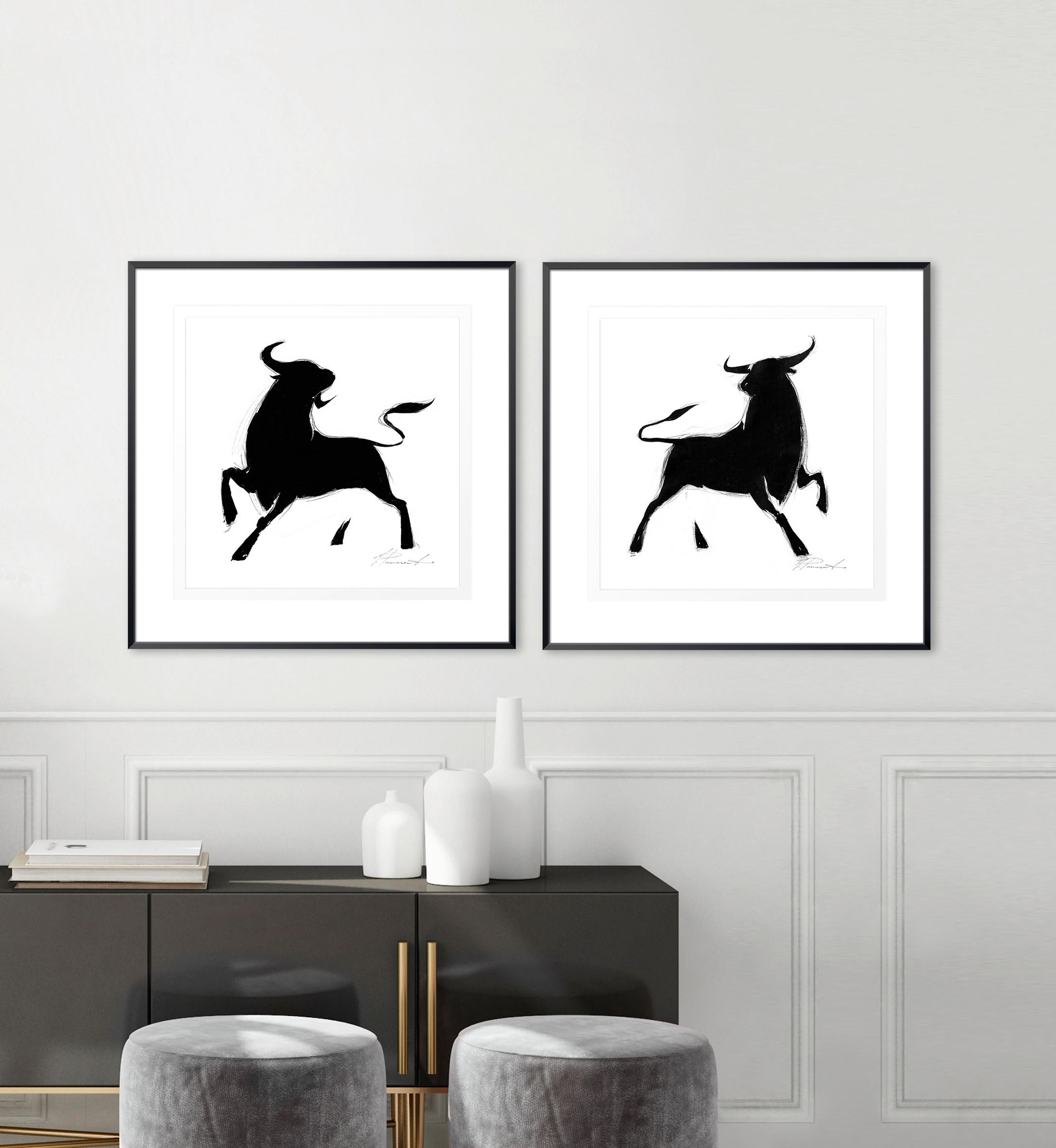 KUNSTDRUCK Tiere 50/50 cm  - Schwarz/Weiß, Basics, Papier (50/50cm) - Monee