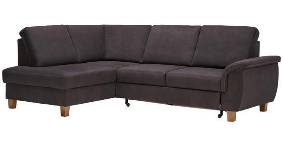 ECKSOFA in Flachgewebe Braun  - Eichefarben/Braun, Design, Holz/Textil (185/253cm) - Cantus