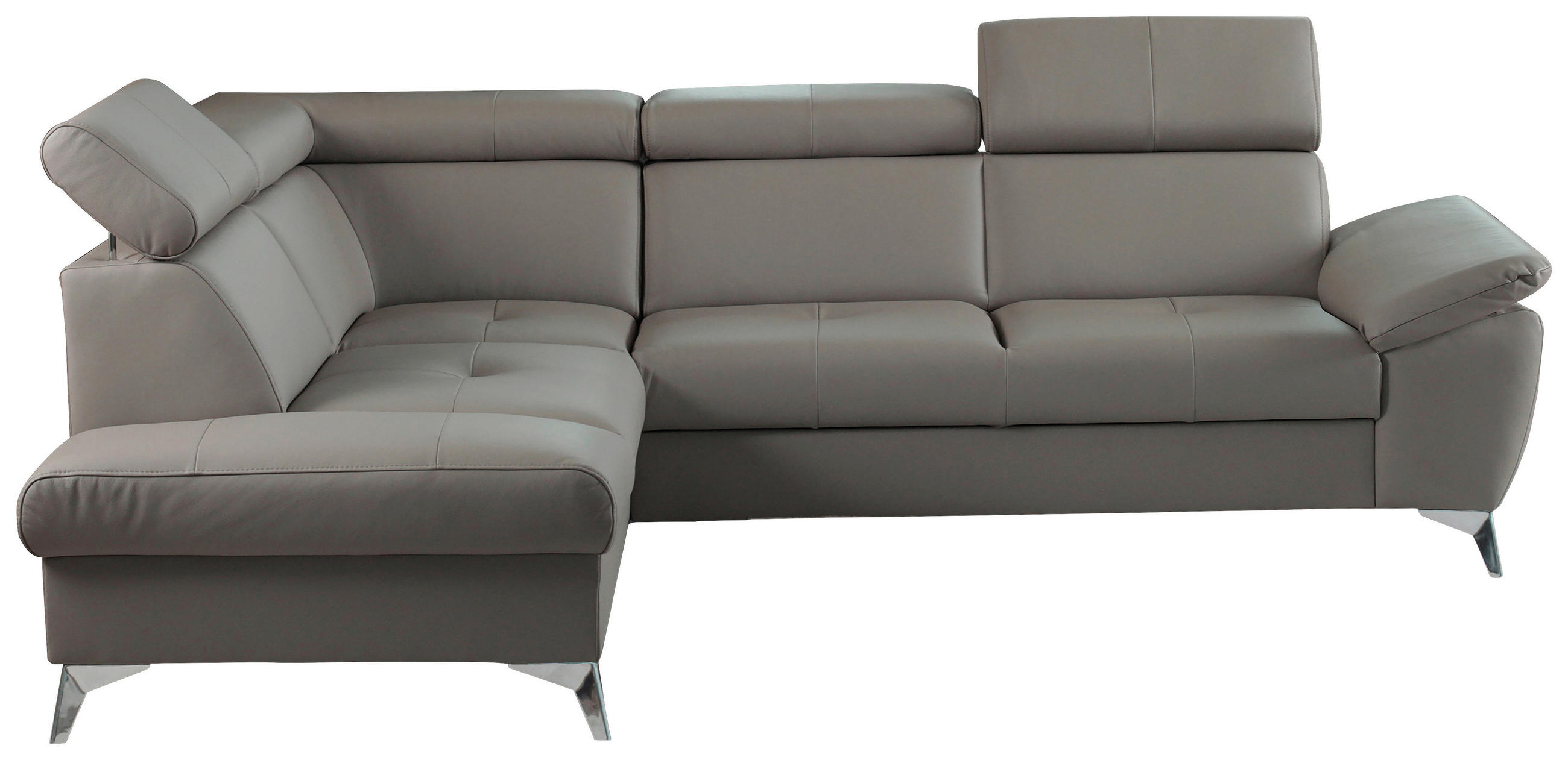 Colțar Extensibil, piele, nămol - nămol/culoare crom, metal/piele (197/252cm) - Celina Home
