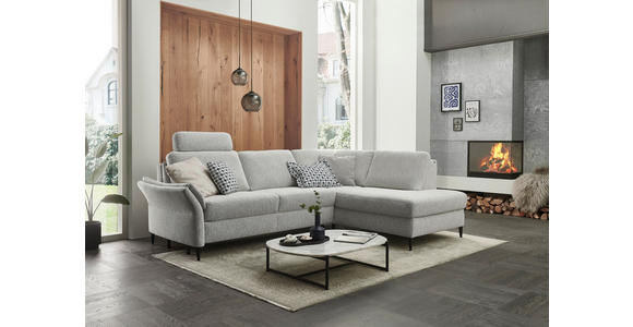 ECKSOFA  in Webstoff Ecru  - Ecru/Schwarz, KONVENTIONELL, Textil/Metall (277/201cm) - Dieter Knoll