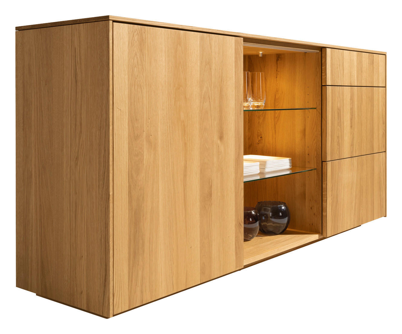 SIDEBOARD Eichefarben  192,1/86,2/41,9 cm  - Eichefarben, Design, Glas/Holz (192,1/86,2/41,9cm) - Team 7