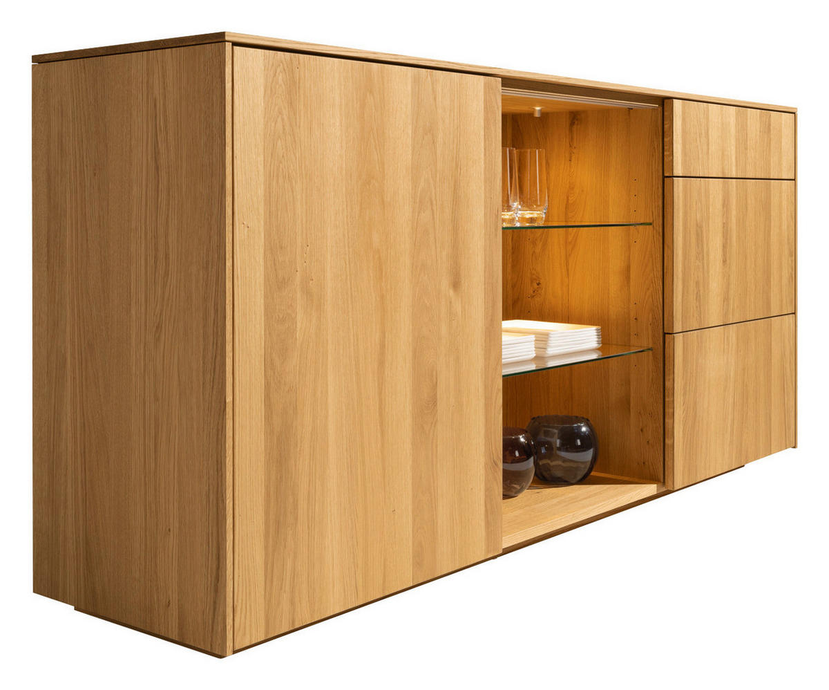 SIDEBOARD Eichefarben  192,1/86,2/41,9 cm  - Eichefarben, Design, Glas/Holz (192,1/86,2/41,9cm) - Team 7