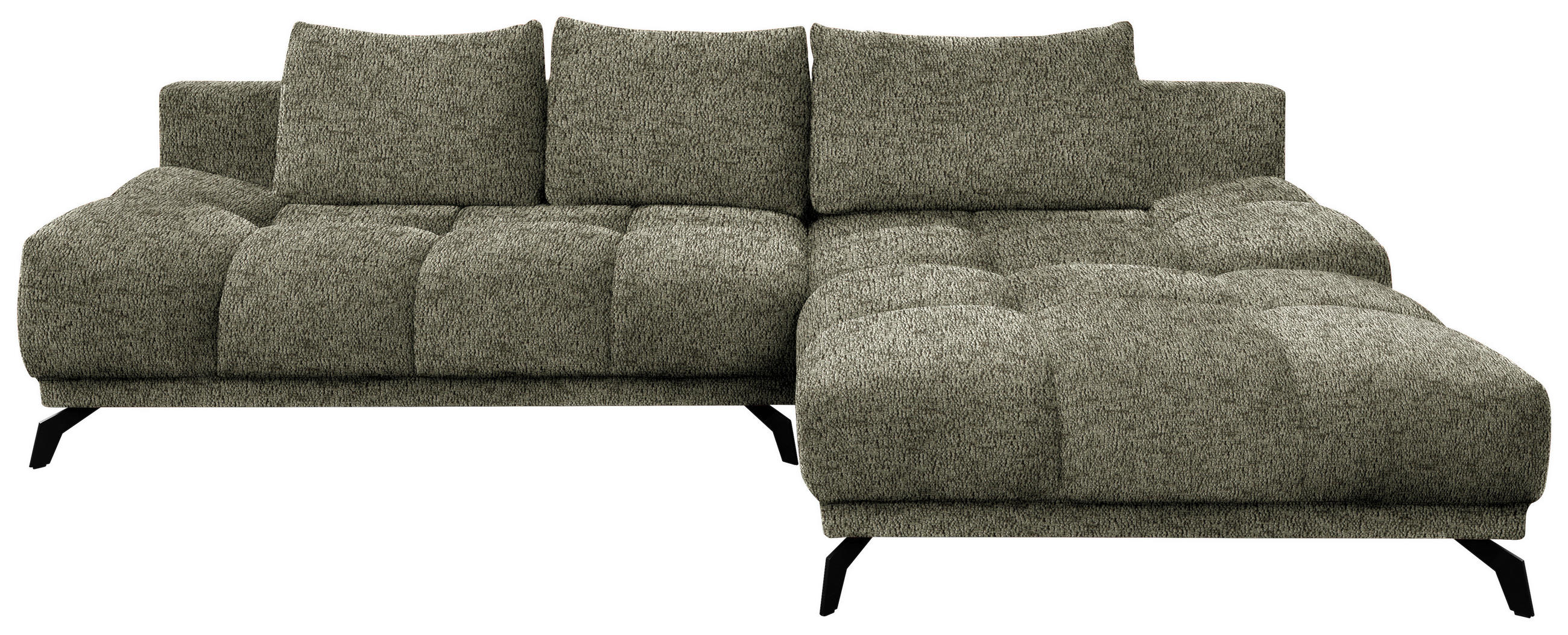 ECKSOFA in Chenille Olivgrün  - Schwarz/Olivgrün, MODERN, Textil/Metall (290/182cm) - Hom`in