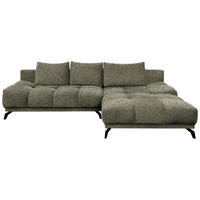 ECKSOFA in Chenille Olivgrün  - Schwarz/Olivgrün, Modern, Textil/Metall (290/182cm) - Hom`in