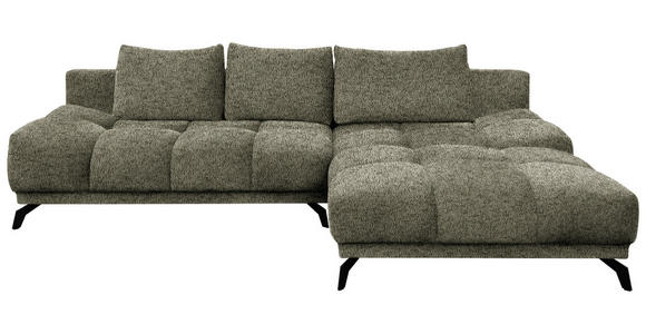 ECKSOFA in Chenille Olivgrün  - Schwarz/Olivgrün, MODERN, Textil/Metall (290/182cm) - Hom`in