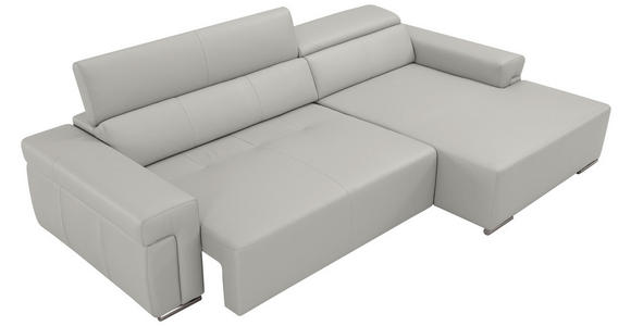 ECKSOFA DUA in Echtleder Beige  293/170 cm  - Chromfarben/Beige, Design, Leder/Metall (293/170cm) - Novel