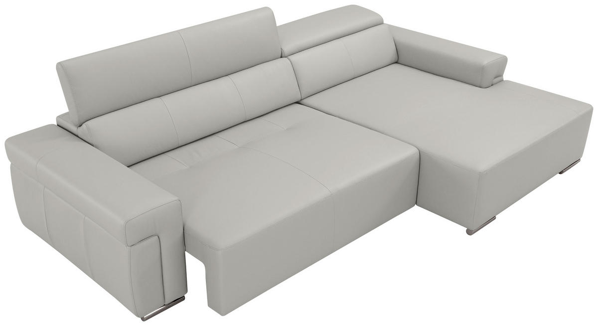 Ecksofa inkl. Funktion DUA Beige Echtleder  - Chromfarben/Beige, Design, Leder/Metall (293/170cm) - Novel