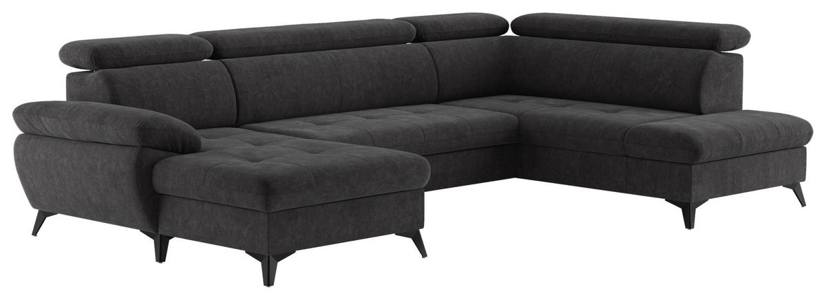 WOHNLANDSCHAFT in Dunkelgrau  - Schlammfarben/Dunkelgrau, Textil/Metall (166/324/207cm) - MID.YOU